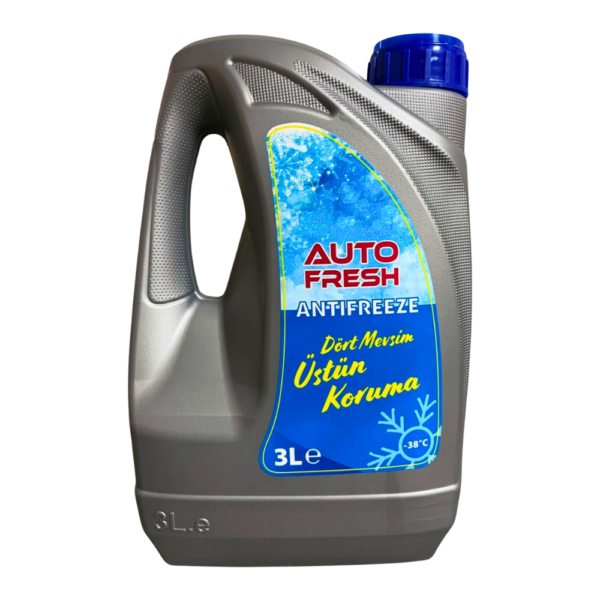 Autofresh mavi antifriz, 3 litre, -37 bileşene kadar koruma sağlayan 4 mevsim donmayı önleyici.