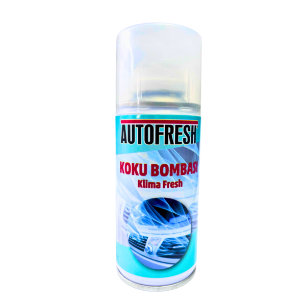 Autofresh amber esanslı koku bombası klima temizleyici, 150 ml, araç klimasında kötü kokuları gideren ve ferahlık sağlayan sprey.