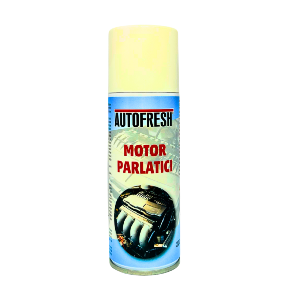 Autofresh susuz motor parlatıcı sprey, 200 ml, motor ve metal aksamlar için etkili temizlik ve parlaklık sağlayan oto bakım ürünü.